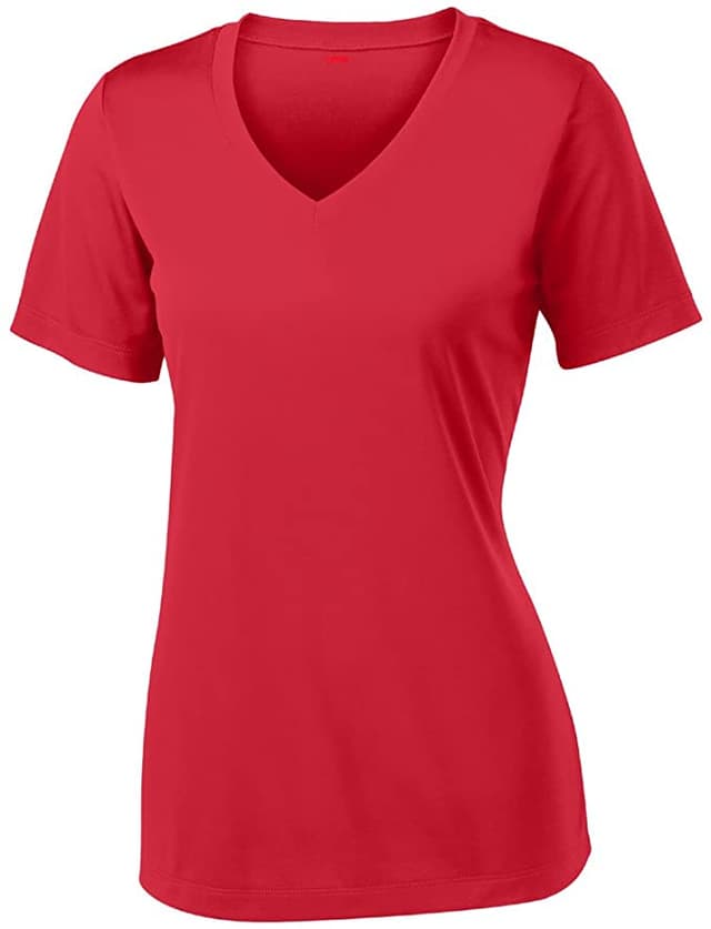 image: 100% Polyester, Machine wash, 100% cationic polyester interlock, Machine Wash & Pre Shrunk for a Great Fit, Lightweight, roomy and highly breathable with moisture wicking fabric which helps to keep moisture away, Soft Lightweight Fabric with comfortable V-neck collar and a slimmer fit, delivers a sleek, more feminine silhouette and Added Comfort