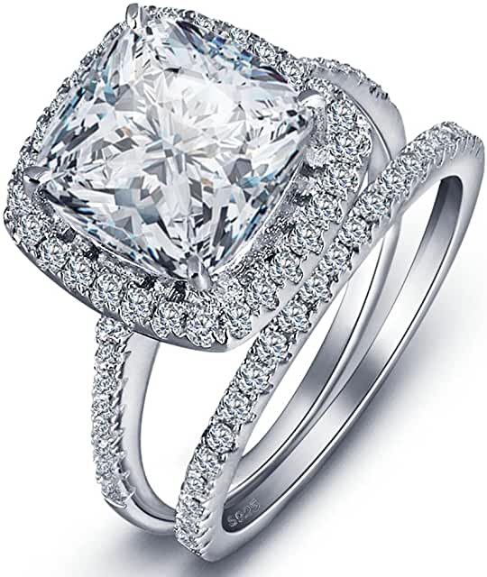 image: Classic Created Wedding Engagement Solitaire Diamond Promise Ring for Her. Gifts to spoil your love more for Engagement, Wedding, Anniversary, Valentine's Day...