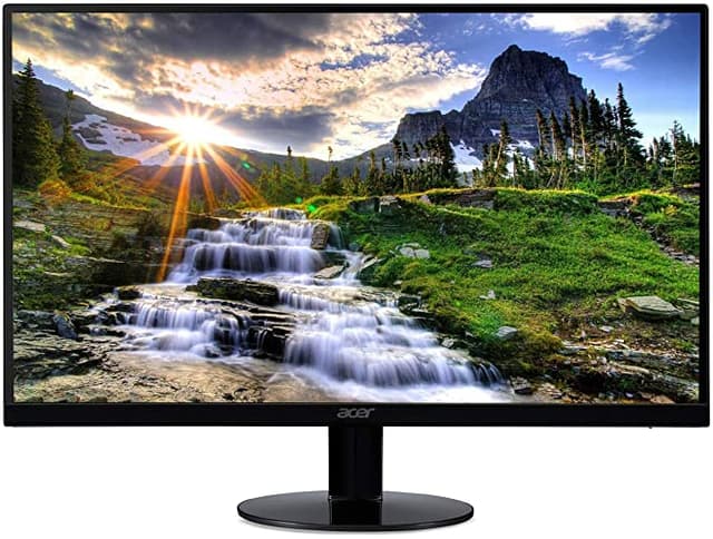 image: 21. 5 inches Full HD (1920 x 1080) widescreen IPS display And Radeon free Sync technology. No compatibility for VESA Mount Refresh Rate: 75Hz - Using HDMI port Zero-frame design | ultra-thin | 4ms response time | IPS panel Aspect ratio - 16: 9. Color Supported - 16. 7 million colors. Brightness - 250 nit Tilt angle -5 degree to 15 degree. Horizontal viewing angle-178 degree. Vertical viewing angle-178 degree 75 hertz